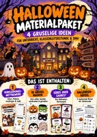 Vorschau - Arbeitsblätter - 🎃 Halloween Materialpaket 👻 | 4 gruselige Aktionen für Schule & Unterricht | Verkleidungswettbewerb, 10 Halloween-Masken zum Basteln, Süßes-oder-Saures-Kartenspiel & 5 Halloween-Rätsel | SMV & Klassenleiterstunde - Deckblatt
