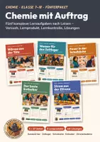 Vorschau - Arbeitsblätter - Lernaufgaben Chemie Klasse 7 8 9 10 Paket | 5 Lernaufgaben je 27 Seiten mit Lösungen | Oxidation, Stofftrennung, Verbrennung, Säuren, galvanische Zelle, Versuche, Lernprodukte | Chemie mit Auftrag - Deckblatt