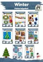 Vorschau - Mal- und Bastelvorlagen - Kunst Winter Grundschule, Materialpaket | Basteln, Klasse 1, Klasse 2, Klasse 3, Klasse 4 - Deckblatt