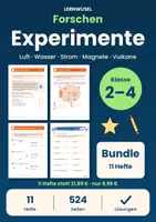 Vorschau - Arbeitsblätter - Sachunterricht Klasse 2 bis 4 Bundle | Experimente, Luft, Wasser, Strom, Magnete, Vulkane - Deckblatt