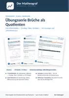 Vorschau - Arbeitsblätter - Übungsserie Brüche als Quotienten (Kl. 6) – 3 Blätter mit Lösungen - Deckblatt