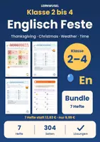 Vorschau - Arbeitsblätter - Englisch Klasse 2 bis 4 Bundle | Thanksgiving, Bonfire Night, Christmas, Weather, Time - Deckblatt