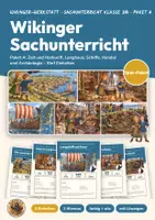 Vorschau - Unterrichtsreihen - Wikinger Sachunterricht Klasse 3/4 Paket | 5 Einheiten, 65 Seiten mit Lösungen | Zeit und Herkunft, Langhaus, Schiffe, Handel, Archäologie | Wikinger-Werkstatt Paket A - Deckblatt