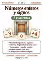 Vista previa - Hojas de trabajo - Números enteros y signos. 5 cuadernos de 1.º ESO - Portada