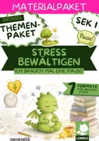 Vorschau - Stundenentwürfe - Stressbewältigung Unterrichtsmaterial Klasse 5 6 7 8 9 10 | Arbeitsblätter, Stationenlernen, Workshop, Kartenset, Ritual, Kurzgeschichten & Vertretungsstunde | Themenpaket vor Klassenarbeiten - Deckblatt