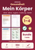 Vorschau - Arbeitsblätter - Sachunterricht Klasse 1 bis 4 Bundle | Körper, Sinne, Zähne, Hygiene, Ernährung, Skelett - Deckblatt