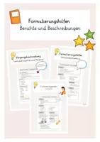 Vorschau - Arbeitsblätter - Materialpaket - Formulierungshilfen (Berichte + Beschreibungen) - Deckblatt