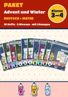 Vorschau - Arbeitsblätter - Advent und Winter Paket Klasse 3–4 | Deutsch und Mathe: Leseverstehen, Adjektive - Deckblatt
