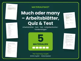 Vorschau - Arbeitsblätter - Much oder many – Arbeitsblätter, Quiz & Test - Deckblatt
