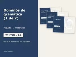 Vista previa - Juegos / Gamificación - Dominós de gramática (1 de 2) – Paquete de inglés 2º ESO - Portada