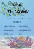 Vista previa - Juegos / Gamificación - PACK DEL OCÉANO - 22 recursos (letra de imprenta) - Portada