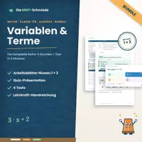 Vorschau - Stundenentwürfe - Bundle: Variablen & Terme (Modul 1) – komplette Reihe in 2 Niveaus mit Quiz-Präsentation und Tests - Deckblatt