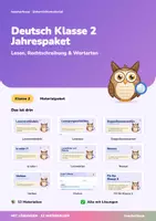 Vorschau - Arbeitsblätter - Deutsch Klasse 2 Jahrespaket | Lesen, Rechtschreibung & Wortarten | Lernwerkstätten, Proben + Lernzielkontrollen Grundschule | mit Lösungen - Deckblatt
