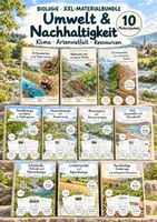 Vorschau - Unterrichtsreihen - Umwelt & Nachhaltigkeit – MEGA XXL-Biologie-Materialpaket | 10 komplette Unterrichtseinheiten & große Lernwerkstätten | Klimawandel, Artensterben, Naturschutz, Ökologie & Mikroplastik | Arbeitsblätter mit Lösungen - Deckblatt