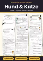 Vorschau - Arbeitsblätter - Hund und Katze – Materialpaket mit Experimenten, Arbeitsblättern und Lösungen | Biologie Klasse 5/6 - Deckblatt