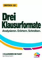 Vorschau - Arbeitsblätter - Klausurformate Q2 | 3 Klausuren zu Sachtextanalyse, Erörterung IIIB und materialgestütztem Schreiben - Deckblatt
