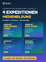 Vorschau - Unterrichtsreihen - IUM Kl. 5–9: 4 Lernjobs zu Medien, Infos, KI und Gaming – G/M/E - Deckblatt