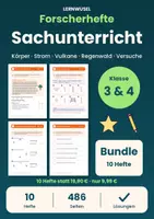 Vorschau - Arbeitsblätter - Sachunterricht Klasse 3 und 4 Bundle | Forscherhefte, Körper, Strom, Vulkane, Regenwald - Deckblatt