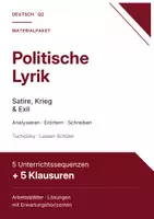 Vorschau - Stundenentwürfe - Materialpaket Deutsch Q2: Politische Lyrik – 5 Unterrichtssequenzen & 5 Klausuren zu Satire, Krieg und Exil - Deckblatt