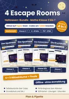 Vorschau - Arbeitsblätter - Halloween Escape Room Mathe Bundle Klasse 3–7 | 4 Hybride Escape Rooms (Papier + Tablet) - Deckblatt