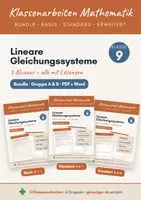 Vorschau - Klassenarbeiten - Klassenarbeiten Lineare Gleichungssysteme Klasse 9 – Bundle mit 3 Niveaus (Basis, Standard, Erweitert) – Gruppe A & B mit Lösungen - Deckblatt