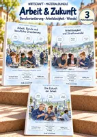 Vorschau - Unterrichtsreihen - Arbeit & Zukunft – 3 große Lernwerkstätten für PoWi & Sozialkunde | Berufsorientierung, Berufswahl, Bewerbung, Arbeitslosigkeit, Strukturwandel, Digitalisierung, Künstliche Intelligenz & Arbeitswelt 4.0 | Mit Lösungen - Deckblatt