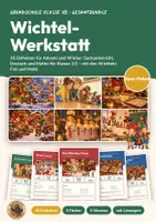 Vorschau - Arbeitsblätter - Advent Grundschule Klasse 1/2 Gesamtbundle | 15 Einheiten, 195 Seiten mit Lösungen | Sachunterricht, Deutsch und Mathe | Wichtel-Werkstatt - Deckblatt