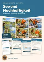 Vorschau - Stundenentwürfe - Ökosystem See Gewässergüte Nachhaltigkeit Fußabdruck Biologie Klasse 7 8 | Paket 5 Unterrichtsstunden 80 Seiten mit Lösungen | Boarding Pass, Exit-Ticket, Übungen | Netz des Lebens Paket D - Deckblatt