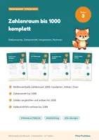 Vorschau - Arbeitsblätter - Zahlenraum bis 1000 komplett – Stellenwerte, Zahlenstrahl, Vergleichen, halbschriftlich rechnen: Klasse 3 - Deckblatt