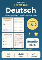 Vorschau - Arbeitsblätter - Deutsch Klasse 1 und 2 Bundle | Erstlesen, Silben, Lesetexte, Anleitungen, Zuhören - Deckblatt