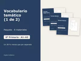 Vista previa - Hojas de trabajo - Vocabulario temático (1 de 2) – Paquete de inglés 6º Primaria - Portada