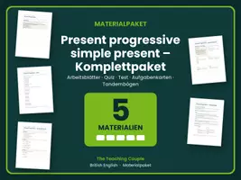Vorschau - Arbeitsblätter - Present progressive simple present – Komplettpaket - Deckblatt