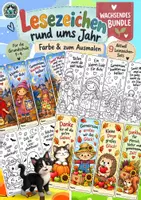 Vorschau - Mal- und Bastelvorlagen - 9 Lesezeichen-Sets rund ums Jahr - Farbe & zum Ausmalen | wachsendes XXL-Bundle Grundschule - Deckblatt