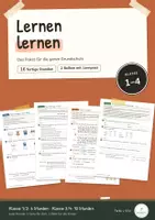 Vorschau - Stundenentwürfe - Lernen lernen Klasse 1-4 Unterrichtsreihen | 16 fertige Stunden, Paket, ohne Vorbereitung, Lernstrategien, Lernpass, Klassenlehrerstunde, Schulanfang, Methodentraining - Deckblatt