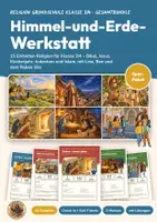 Vorschau - Arbeitsblätter - Religion Grundschule Klasse 3/4 Gesamtbundle | 15 Einheiten, 240 Seiten mit Lösungen | Bibel, Jesus, Kirchenjahr, Judentum, Islam, Check-in und Exit-Tickets | Himmel-und-Erde-Werkstatt - Deckblatt