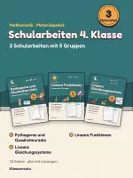 Vorschau - Klassenarbeiten - Schularbeiten Mathematik 4. Klasse Paket: 3 Schularbeiten - Deckblatt