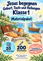 Vorschau - Arbeitsblätter - Jesus begegnen – Geburt, Taufe und Heilungen Klasse 1 | Materialpaket | 20 PDFs mit 200 Arbeitsblättern - Deckblatt