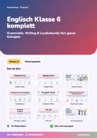 Vorschau - Unterrichtsreihen - Englisch Klasse 6 komplett | Grammatik, Writing, Reading Trainer, The UK, Ferienheft | 12 Arbeitshefte + Klassenarbeiten | mit Lösungen - Deckblatt