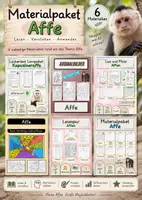 Vorschau - Stundenentwürfe - Affe – Materialpaket mit 6 Unterrichtsmaterialien | Lesespur, Lies und Male, Lückentext, Lesetext & Ausmalbilder - Deckblatt