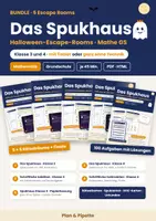 Vorschau - Arbeitsblätter - Escape Room Halloween Mathe Grundschule Bundle Klasse 3–4: Das Spukhaus – 5 Escape Rooms mit Tablet oder ganz ohne Technik | Zahlenraum 100 und 1000, schriftlich rechnen - Deckblatt