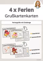 Vorschau - Arbeitsblätter - Materialpaket Feriengrußkarten mit Challenge - Deckblatt