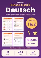 Vorschau - Arbeitsblätter - Deutsch Klasse 1 und 2 Bundle | Lesen, Schreiben, Aliens, Bauernhof, Feen, Meerjungfrau - Deckblatt