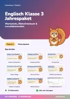 Vorschau - Unterrichtsreihen - Englisch Klasse 3 Jahrespaket | Wortschatz, Bildwörterbuch, Lernzielkontrollen | 12 Themenhefte mit Bildkarten und Spielen | Grundschule | mit Lösungen - Deckblatt
