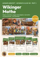 Vorschau - Unterrichtsreihen - Wikinger Mathe Klasse 3/4 Paket | 5 Einheiten, 66 Seiten mit Lösungen | Gewichte, Längen, Sachaufgaben, Symmetrie, Zahlenstrahl | Wikinger-Werkstatt Paket C - Deckblatt