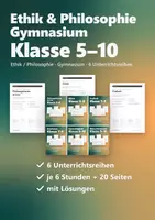 Vorschau - Stundenentwürfe - Ethik Gymnasium Klasse 5–10 – Unterrichtsreihen-Paket Philosophie | Philosophieren lernen, Glück, Freiheit, Gewissen, Gerechtigkeit, Menschenwürde - Deckblatt