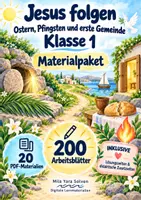 Vorschau - Arbeitsblätter - Jesus folgen – Ostern, Pfingsten und erste Gemeinde Klasse 1 | Materialpaket | 20 PDFs mit 200 Arbeitsblättern - Deckblatt