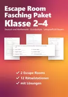 Vorschau - Arbeitsblätter - Escape Room Fasching Paket Grundschule – Deutsch Klasse 2 und Mathe Klasse 3/4, 12 Rätselstationen mit Lösungen - Deckblatt