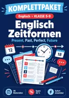 Vorschau - Arbeitsblätter - Englisch Zeitformen komplett, Übungen, Spiele, Klasse 5-9 - Deckblatt