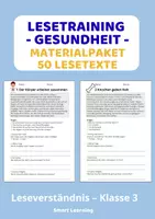 Vorschau - Stundenentwürfe - Lesetraining Gesundheit Materialpaket – Leseverständnis Klasse 3 | 5 Materialien mit Lösungen - Deckblatt