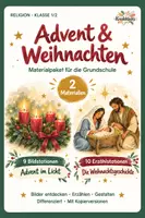 Vorschau - Unterrichtsreihen - Advent & Weihnachten – Materialpaket Religion Klasse 1/2 | Bildstationen und Weihnachtsgeschichte - Deckblatt